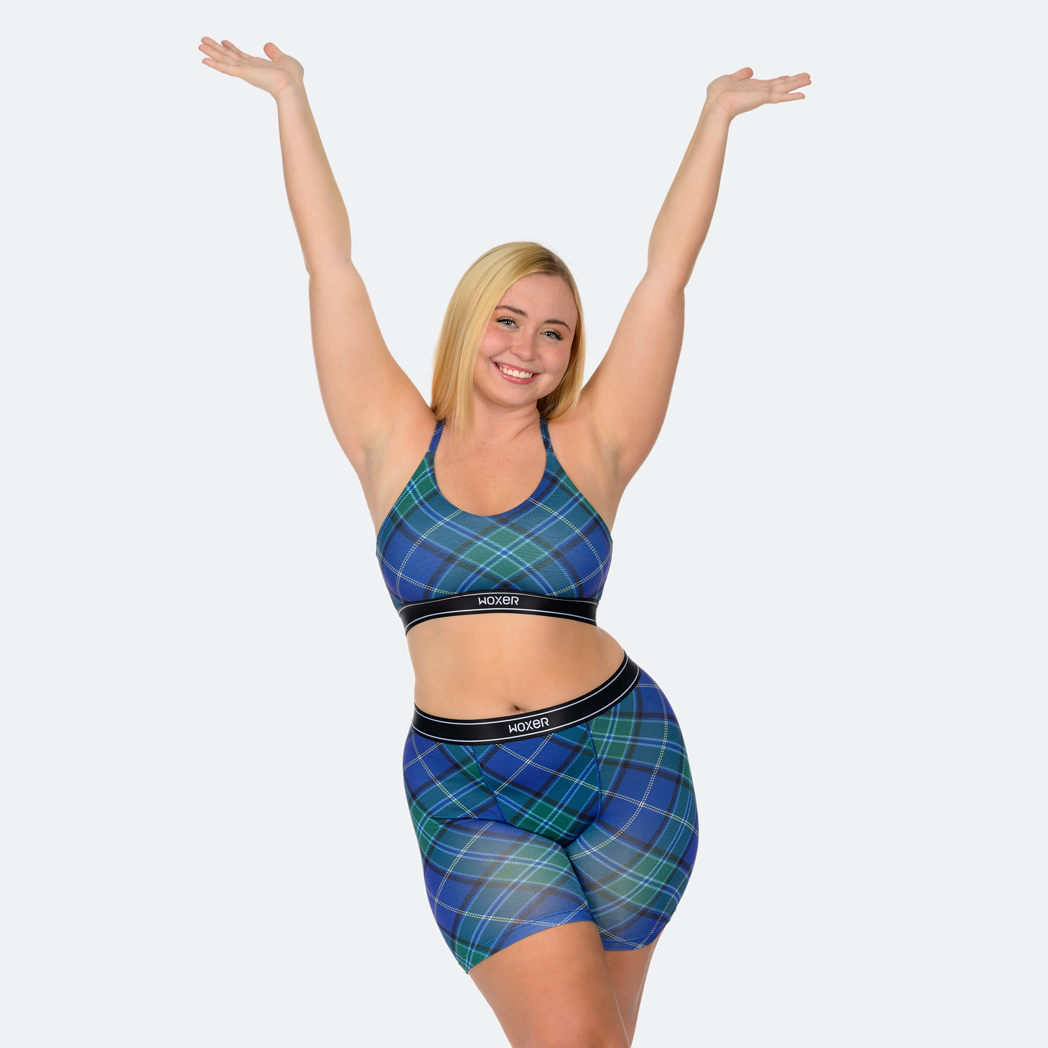 Baller High Waisted Blue Plaid