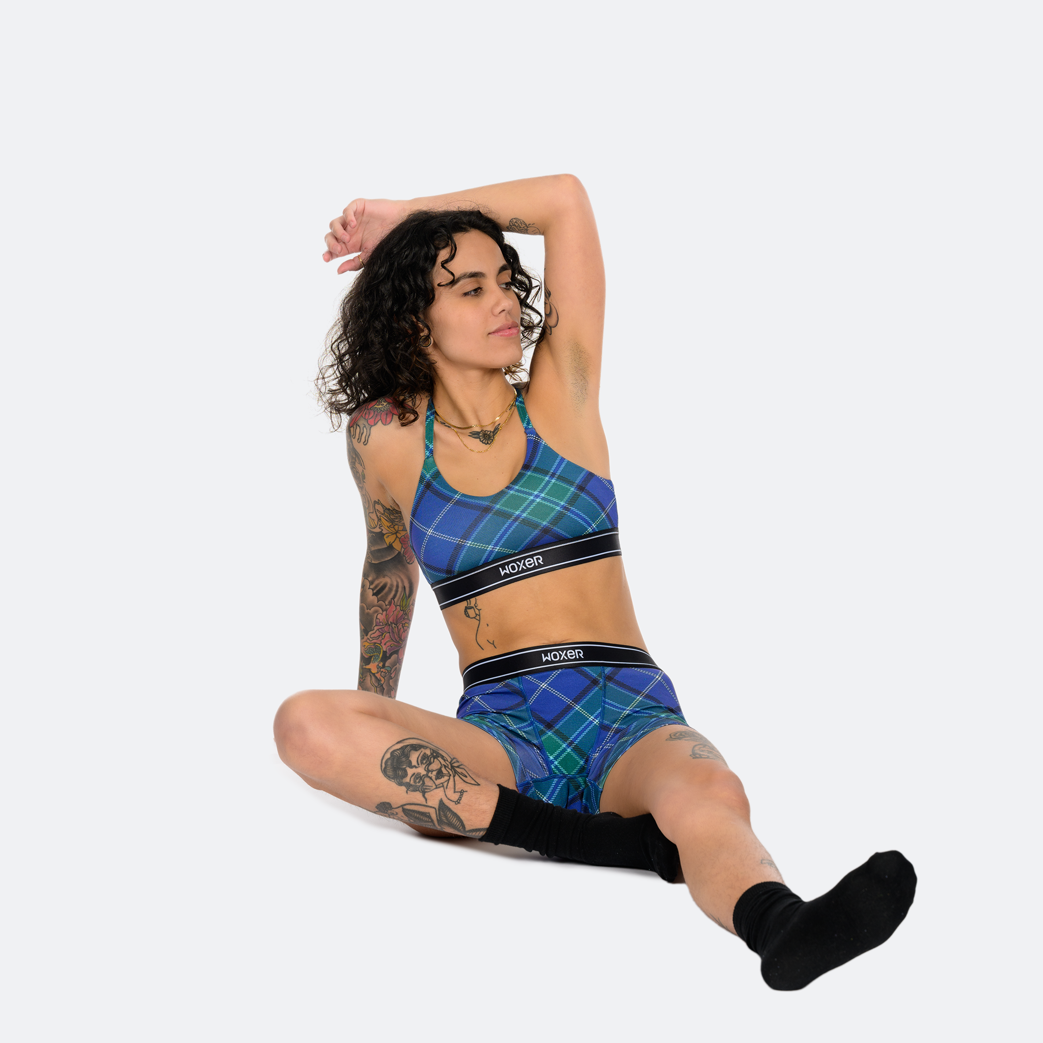 Baller High Waisted Blue Plaid