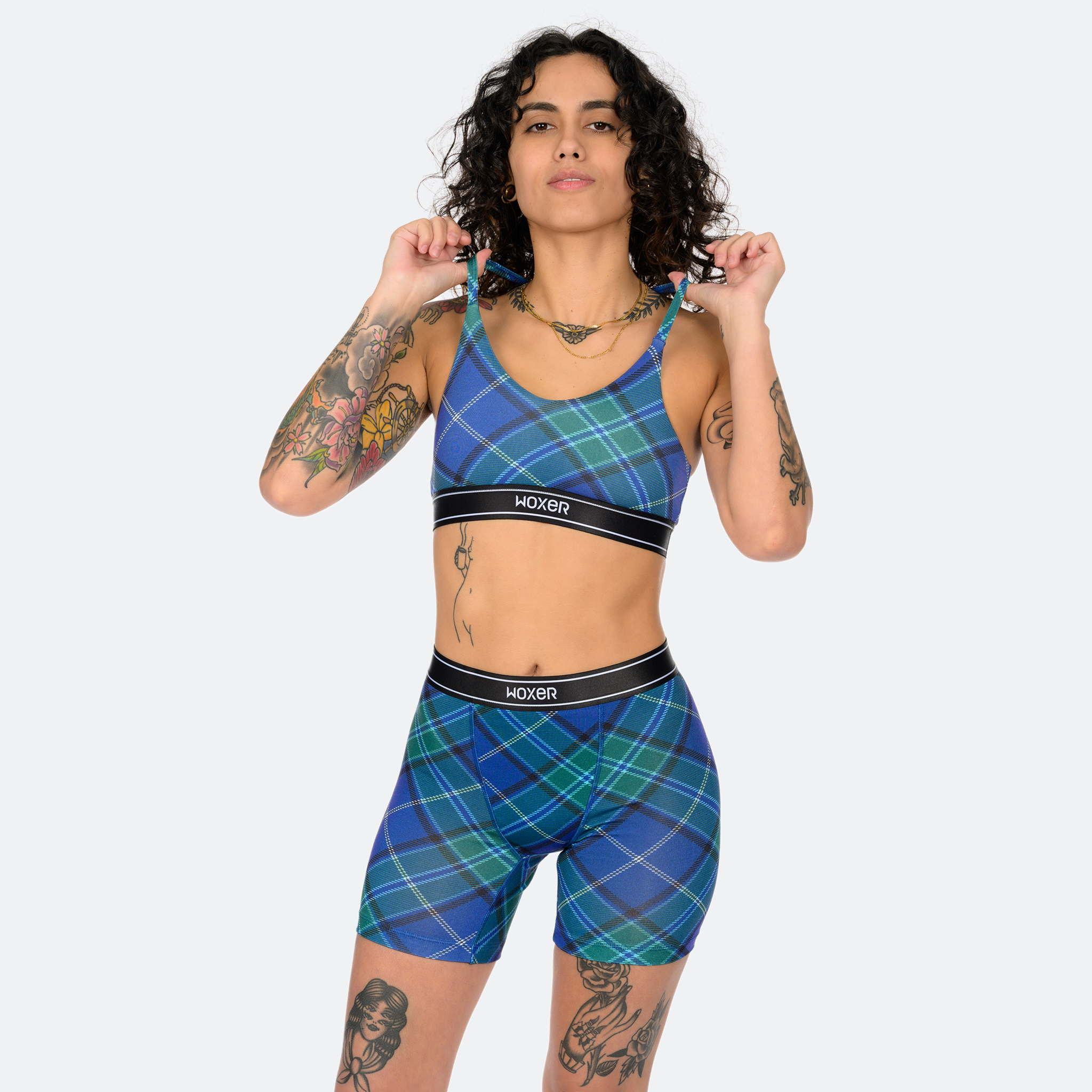 Baller High Waisted Blue Plaid