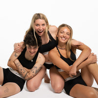 Gabbie wears a size M, Juliana wears a size S, Angelica wears a size S