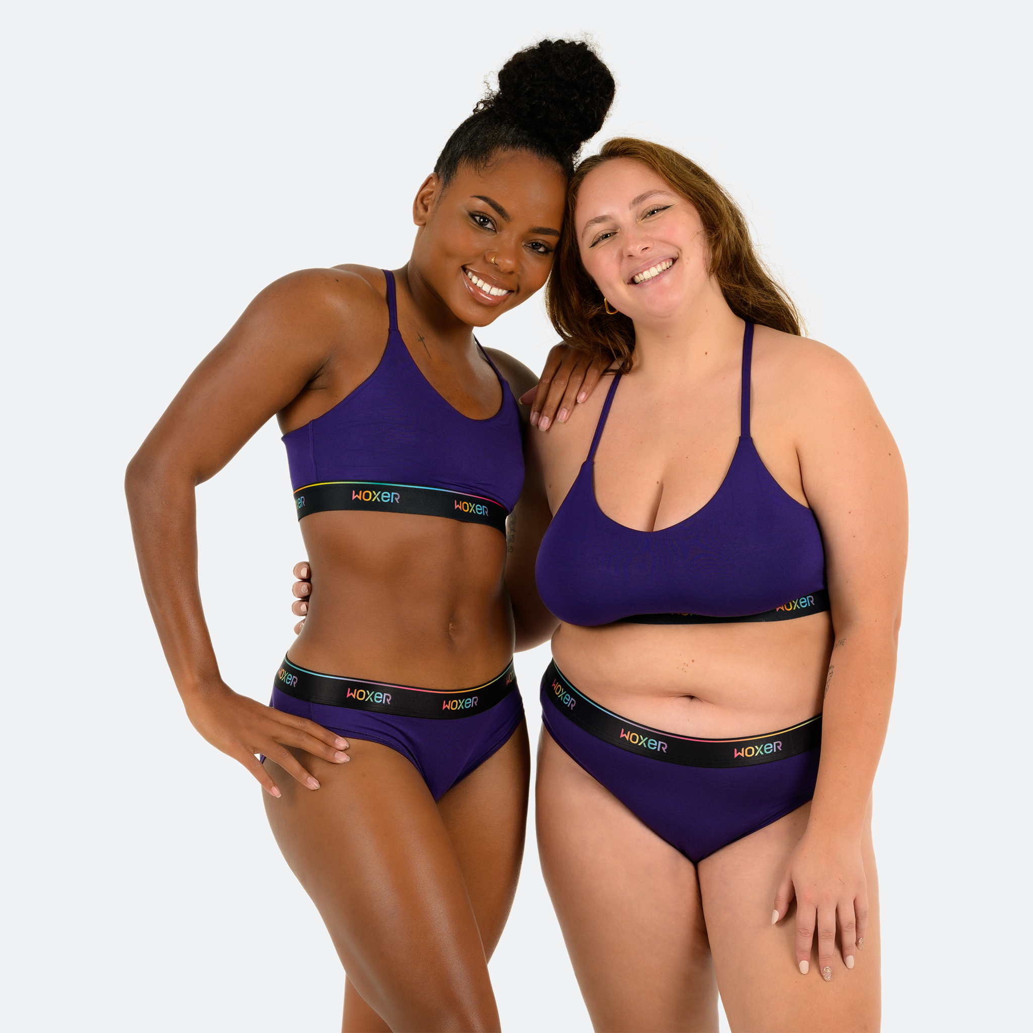 Ebony wears a size M, Trini wears a size XL