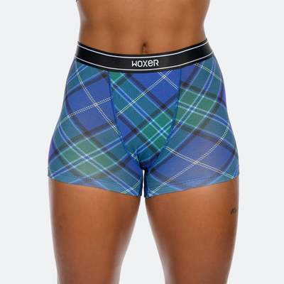 Star High Waisted Blue Plaid