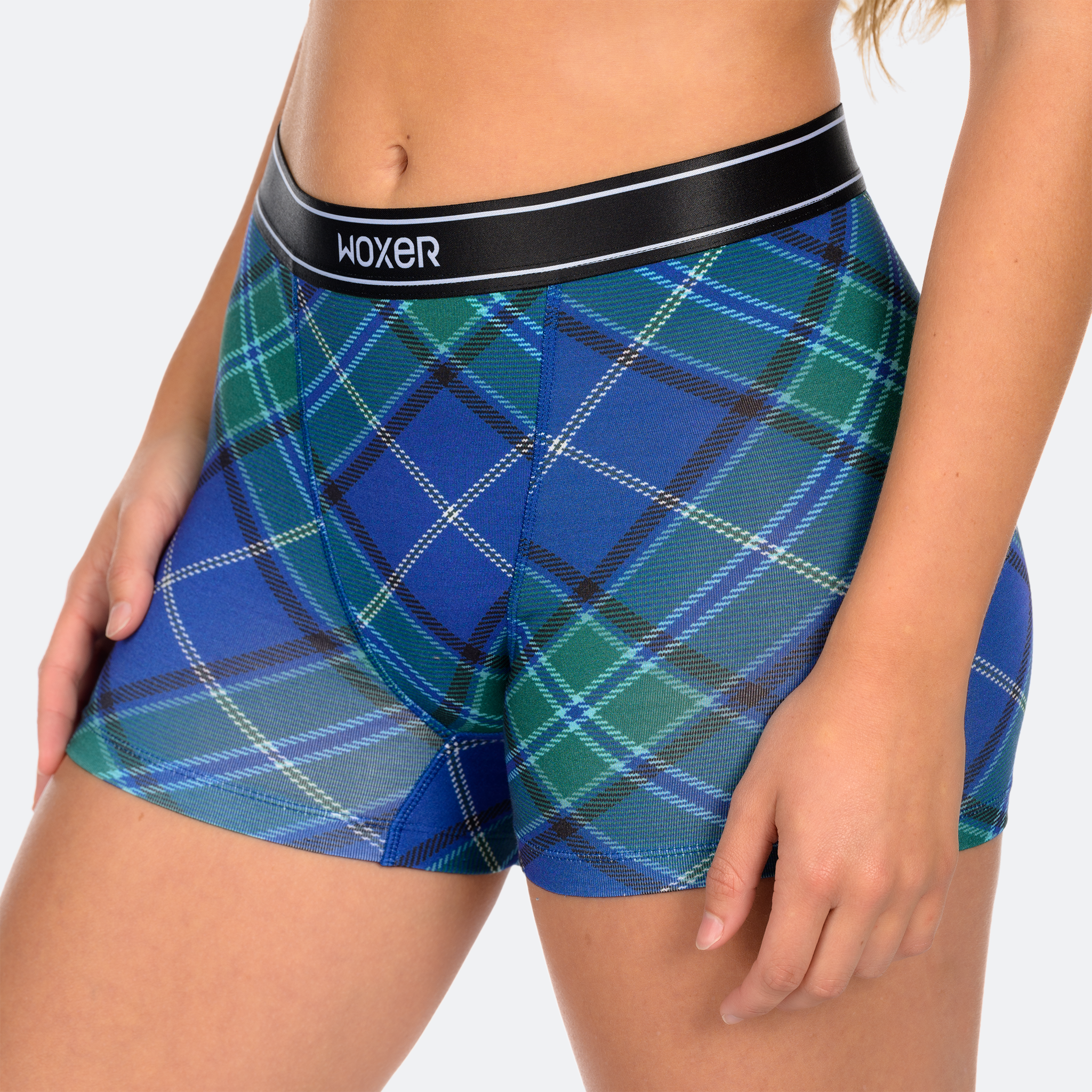 Star High Waisted Blue Plaid