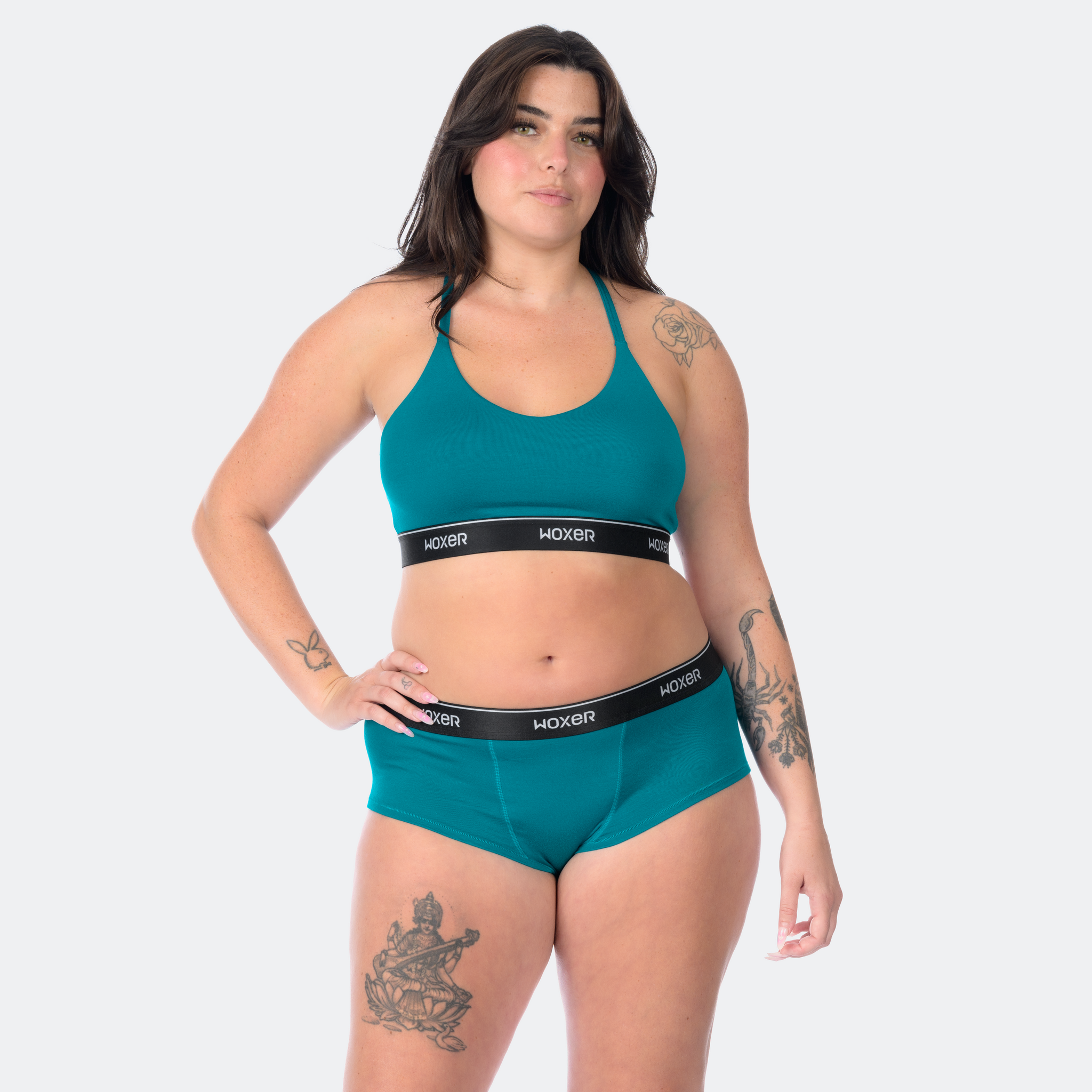 Megan wears a size L