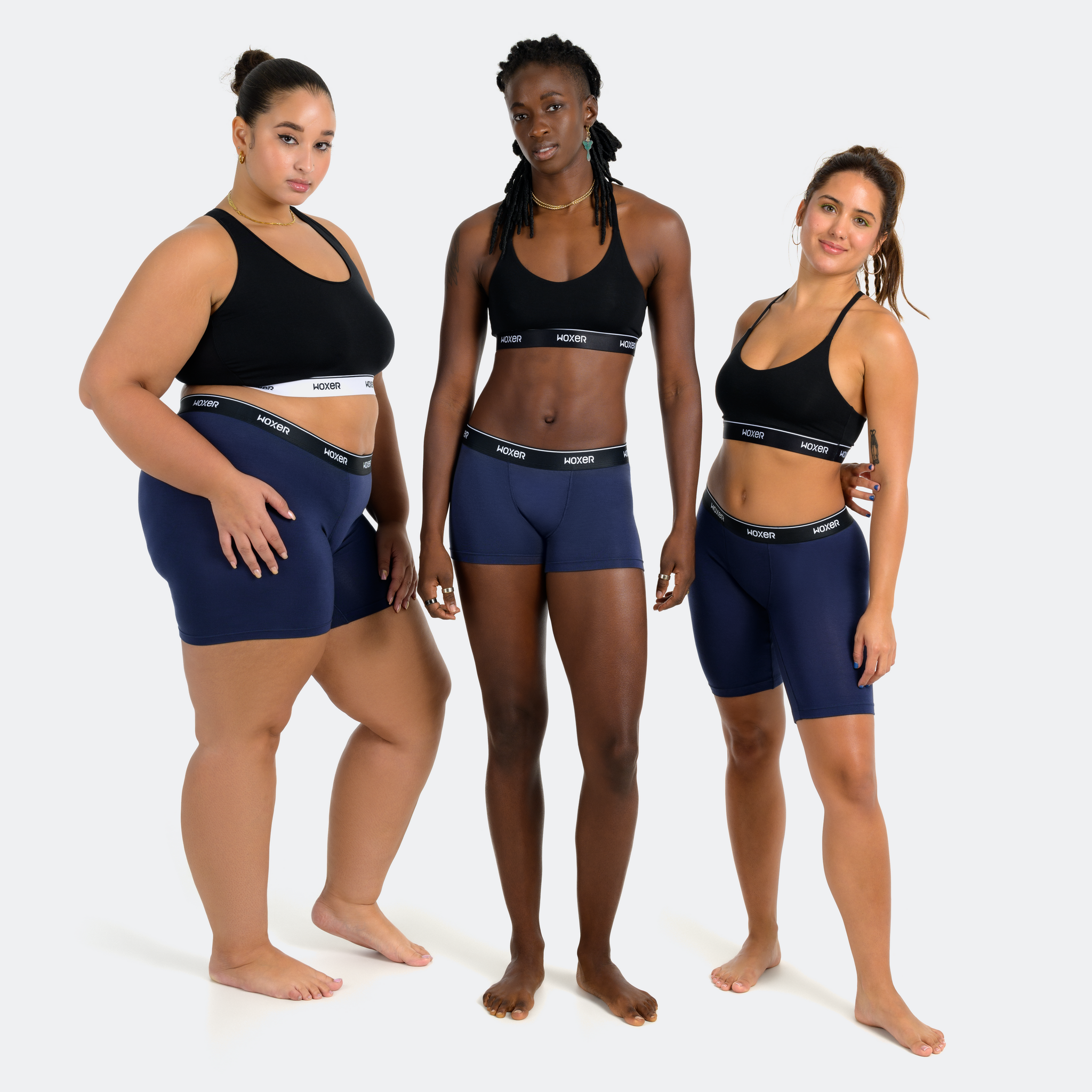 Jadiaa wears a size 2XL, Lana wears a size M, Jess wears a size M