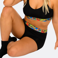 Star High Waisted Black Glitch