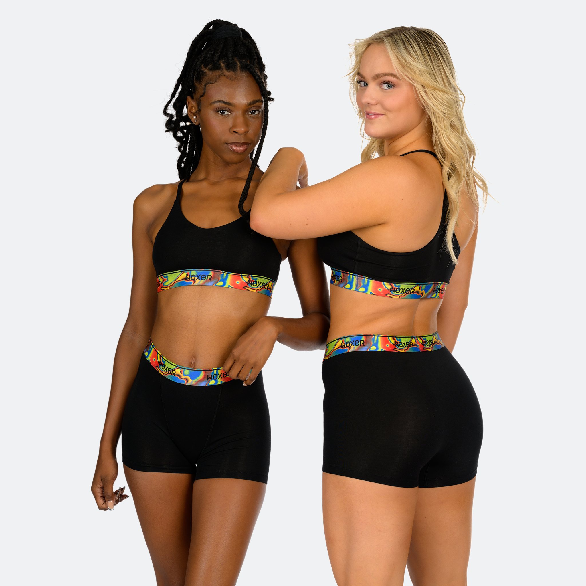 Star High Waisted Black Glitch