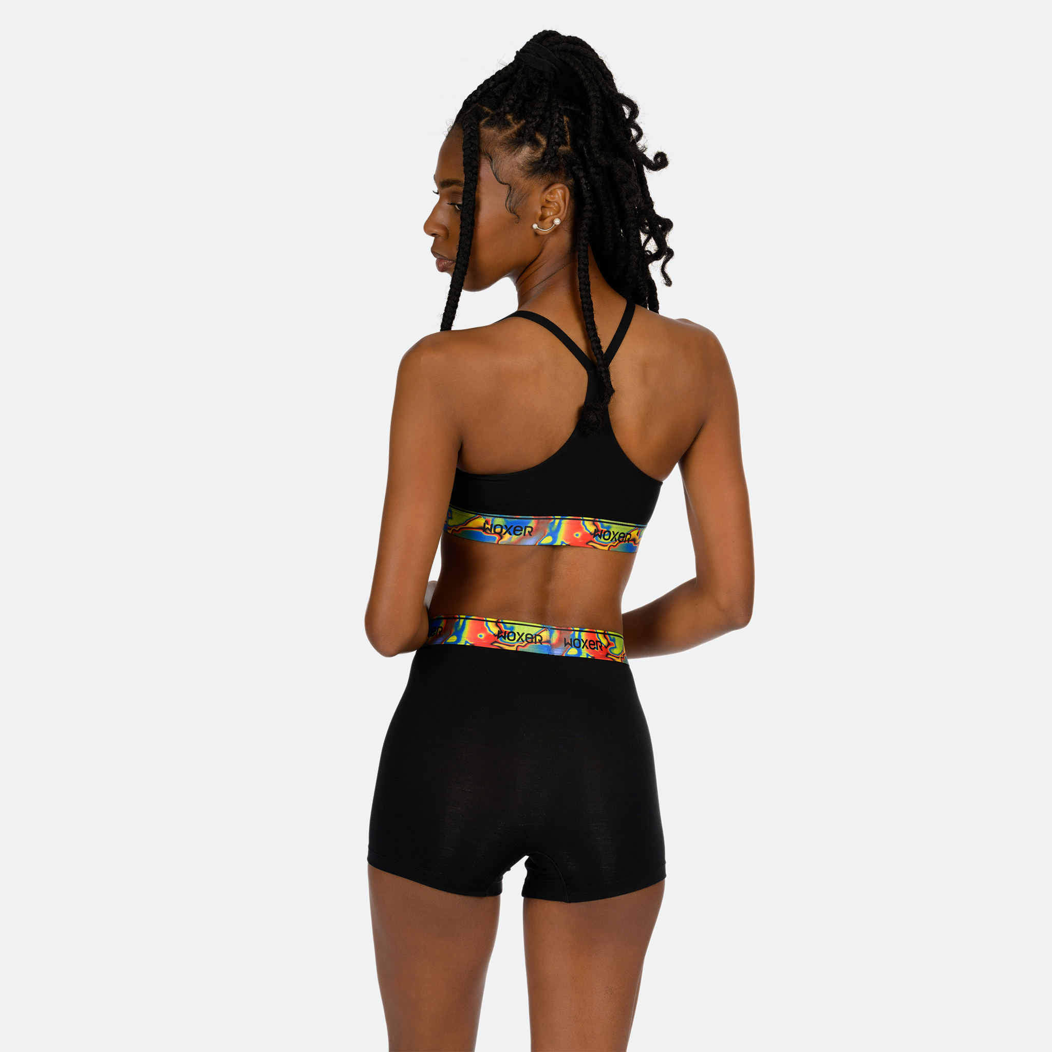 Star High Waisted Black Glitch